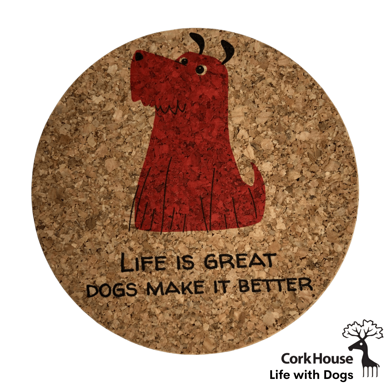 CorkHouse Life with Dogs Set of 6 Printed Coasters - Various Patterns