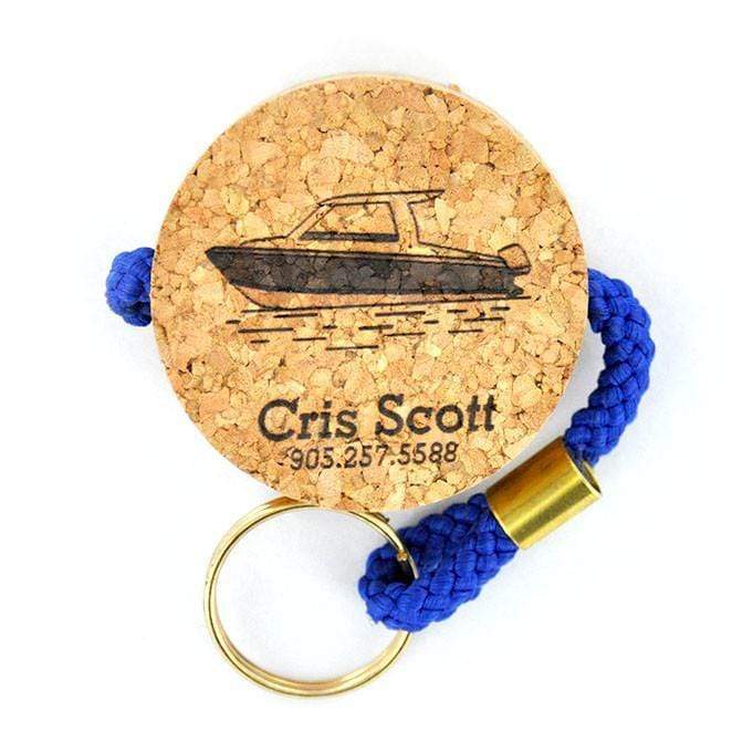 CorkHouse Motorboat Personalized - Flat Boater’s Cork Keychain