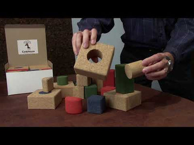 A video where Sonny Jelinek shows the assorted pieces that make up the 20 piece cork building block set. 