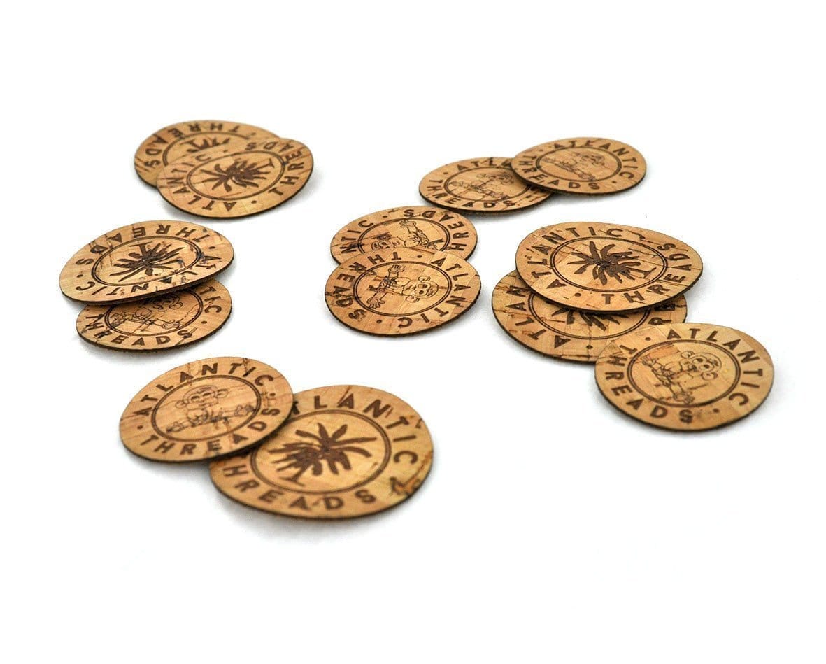 Cork Fabric Labels - Round - Naturally Anti-Microbial Hypoallergenic Sustainable Eco-Friendly Cork