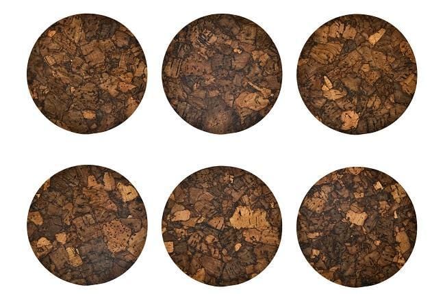Midnight Cork Coasters - Set of 6 - Naturally Anti-Microbial Hypoallergenic Sustainable Eco-Friendly Cork
