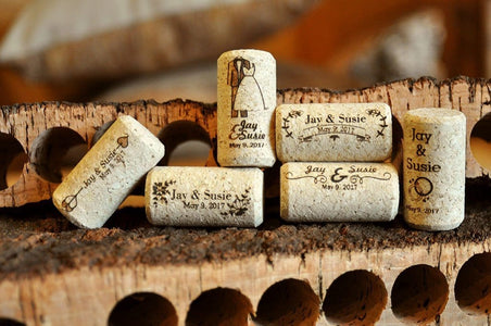 A selection of custom printed wine corks. 
